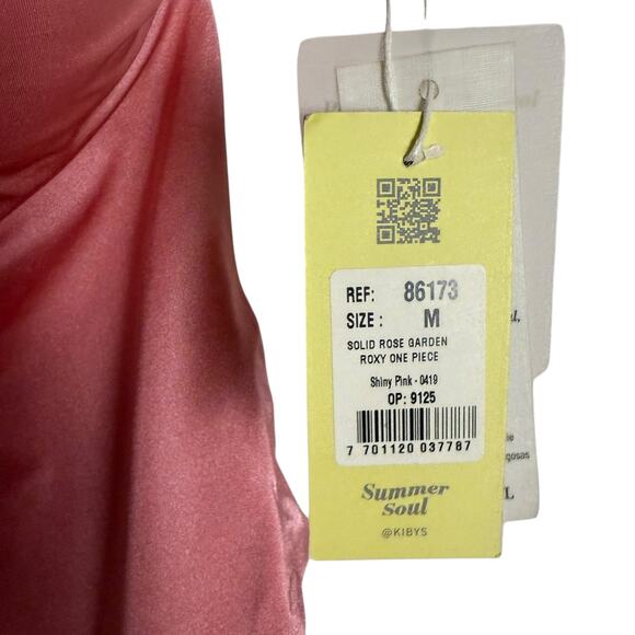 KIBYS Roxy Rose Garden Pink One Shoulder One Piece Swimsuit Size Medium - Picture 9 of 13